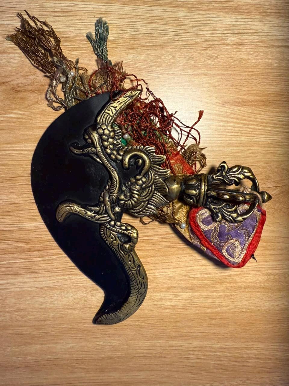 Blessed Chöd Tröma Nagmo Curved Ritual Knife – Copper & Iron Vajrayana Practice Implement — image 3