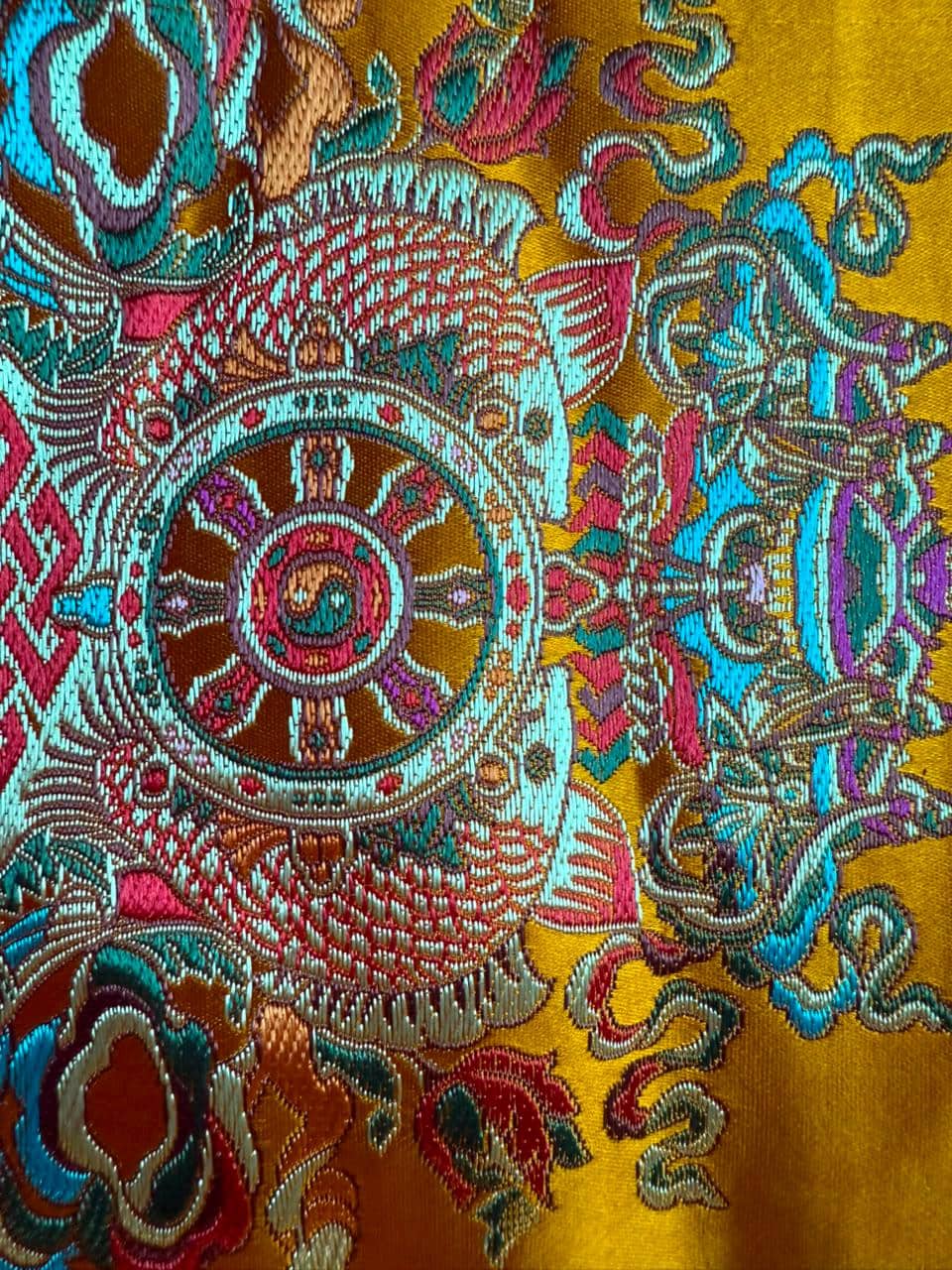 Vajra Bell Mat – Tibetan Buddhist Brocade Ritual Implement Mat, Eight Auspicious Symbols Altar Cloth, 21cm — image 4