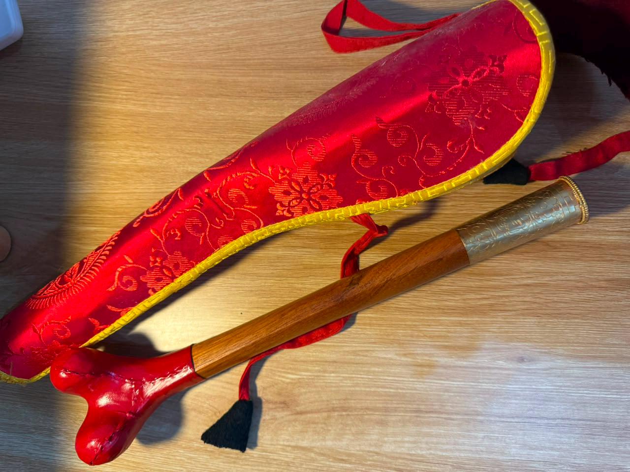 Handmade Wooden Kangling Ritual Horn – Nepal Vajrayana Chöd Practice, Natural Wood Copper Bell — image 9