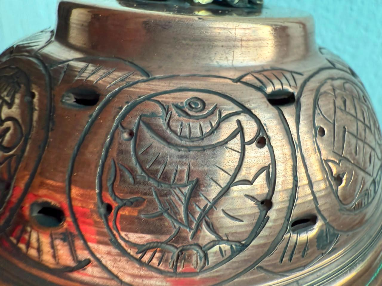 Handmade Pure Copper Incense Burner – Hand-Hammered Nepal Buddhist Censer for Riwo Sangcho, Altar & Meditation, 9cm — image 6
