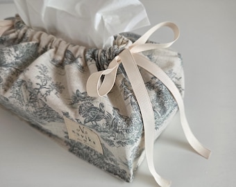 Porta fazzoletti Toile de Jouy, porta nastri in stile country shabby chic francese