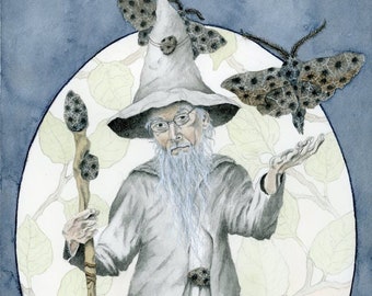 Petoskey Stone Wizard - art print (reproduction), 8 x 10 inches, matted