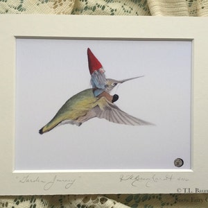 Garden Journey - kabouterkunstprint (reproductie), gematteerd, 5 x 7 inch.