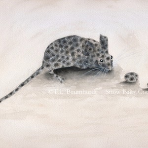 Petoskey Stone Mouse - Art Print, 5 x 7 inches, matted by Snow Fairy Cottage