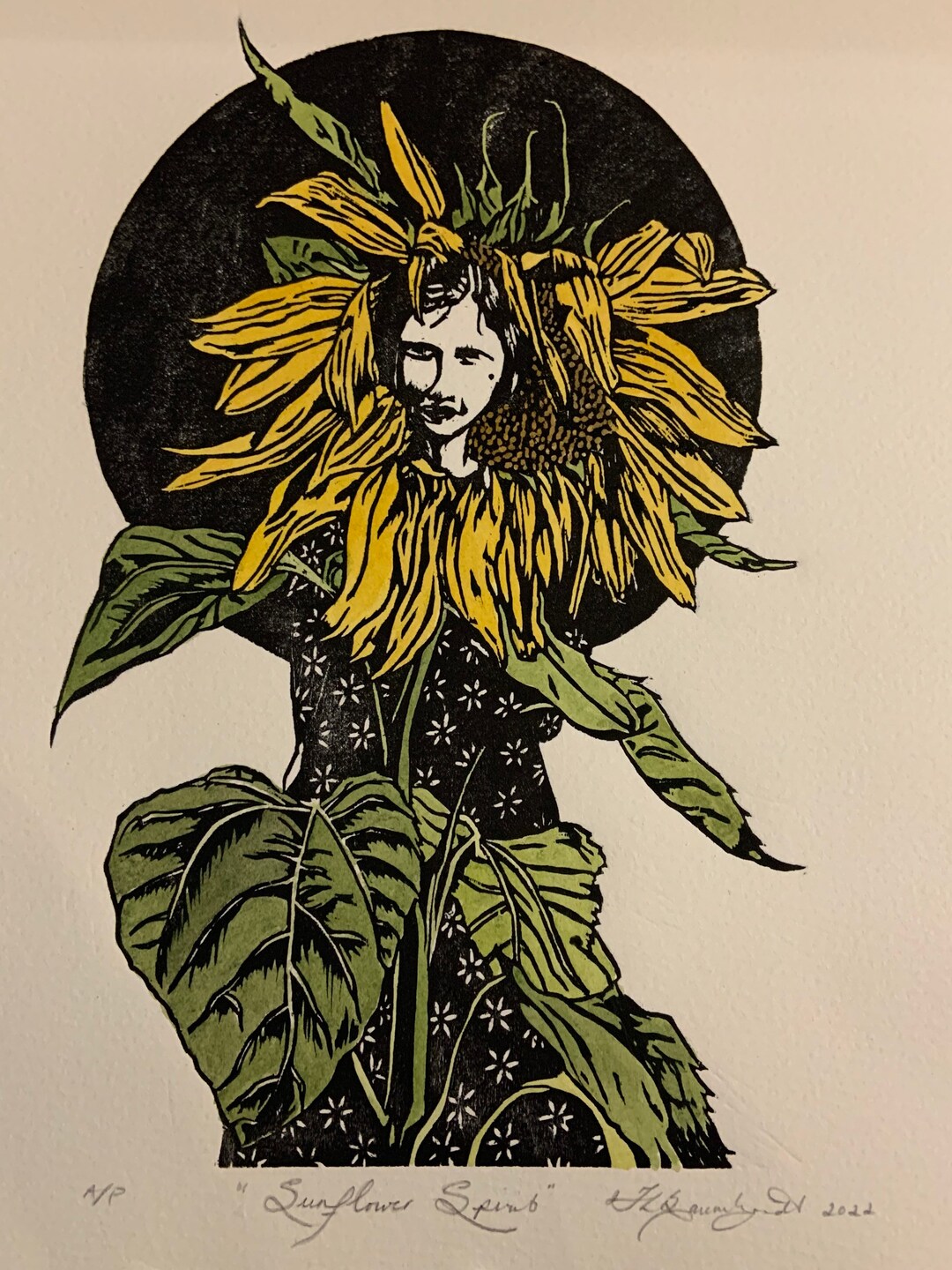 Woodcut Print - Sunflower Spirit, Limited Edition Print - Etsy