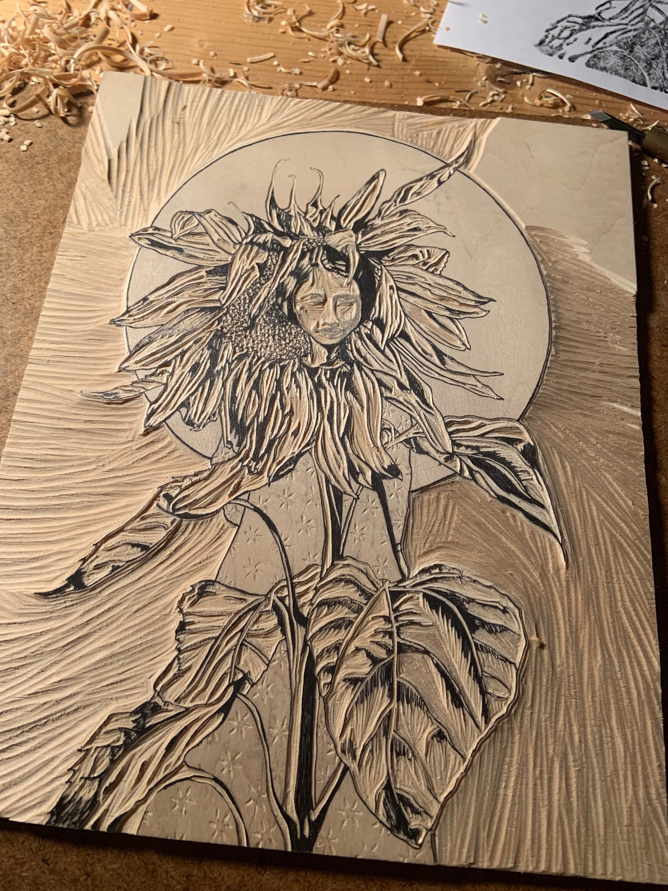 Woodcut Print - Sunflower Spirit, Limited Edition Print - Etsy