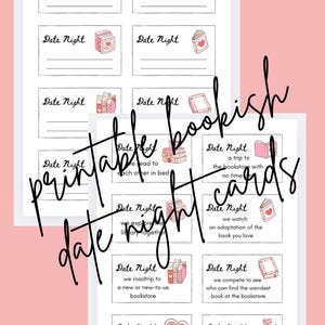 Tarjetas imprimibles para una cita romántica con amigos: un regalo perfecto y sencillo para los amantes de los libros en cumpleaños, aniversarios, San Valentín o celebraciones de último momento
