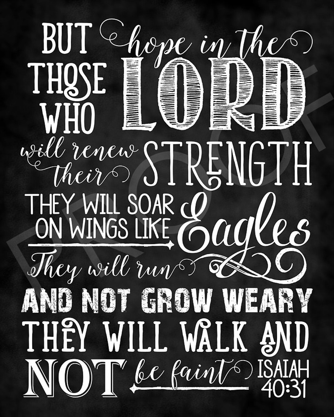 Scripture Art - Isaiah 40:31 (NIV) ~ Chalkboard Style - Etsy
