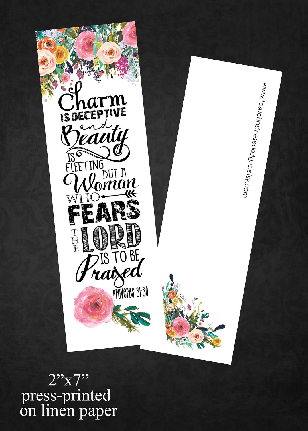 Set of 5 Proverbs 31:30 Floral Bookmarks - Etsy