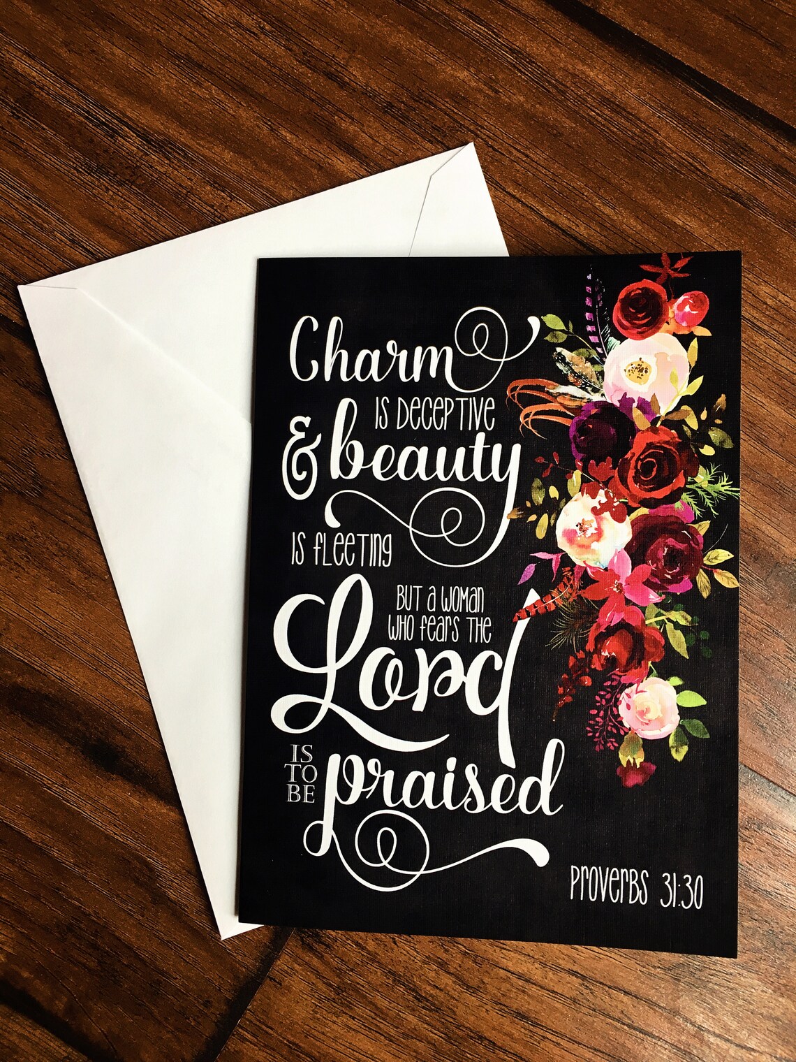 Scripture Art 5x7 Folded Greeting Card on Linen Paper with - Etsy