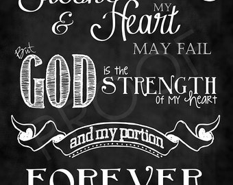 Scripture Art - Psalm 73:26 ~ Chalkboard Style