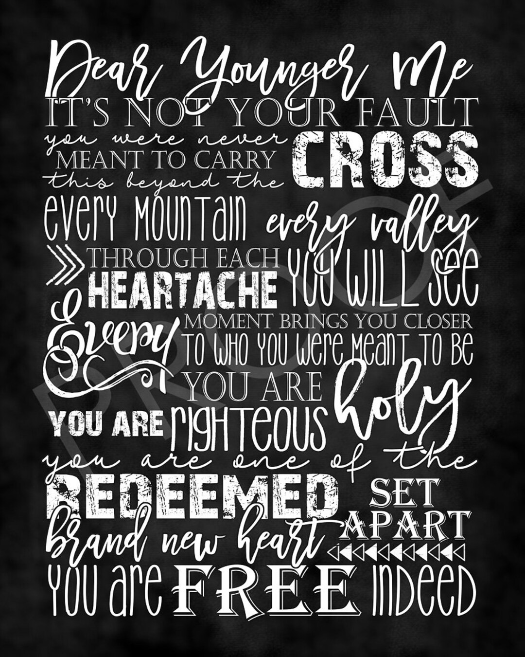 Scripture Art Song: Dear Younger Me Chalkboard Style - Etsy