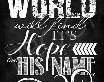 Scripture Art - Matthew 12:21 ~ Chalkboard Style