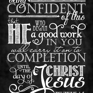 Scripture Art - Philippians 1:6 ~ Chalkboard Style