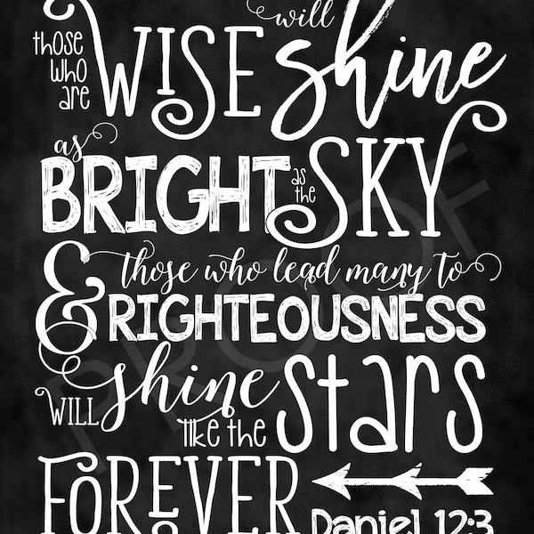 Scripture Art - Daniel 12:3 ~ Chalkboard Style