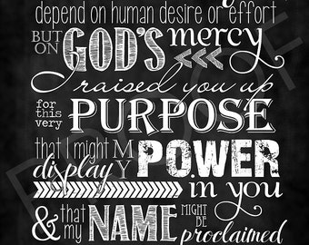 Scripture Art - Romans 9:16-17 ~ Chalkboard Style