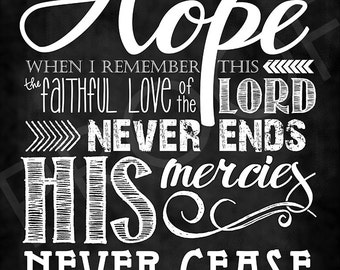 Scripture Art Lamentations 3:23-24 Chalkboard Style | Etsy