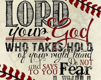 Scripture Art - Isaiah 41:13 ~ baseball