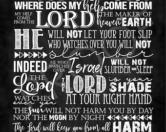 Scripture Art - Psalm 121:1-8 ~ Chalkboard Style