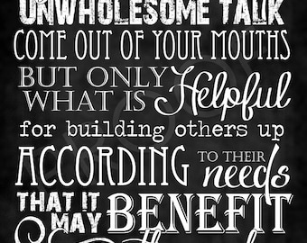 Scripture Art - Ephesians 4:29 ~ Chalkboard Style