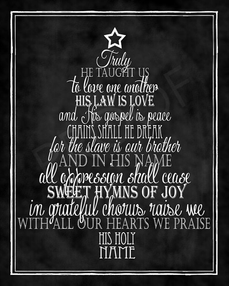 Scripture Art Hymn o Holy Night Tree Chalkboard Etsy