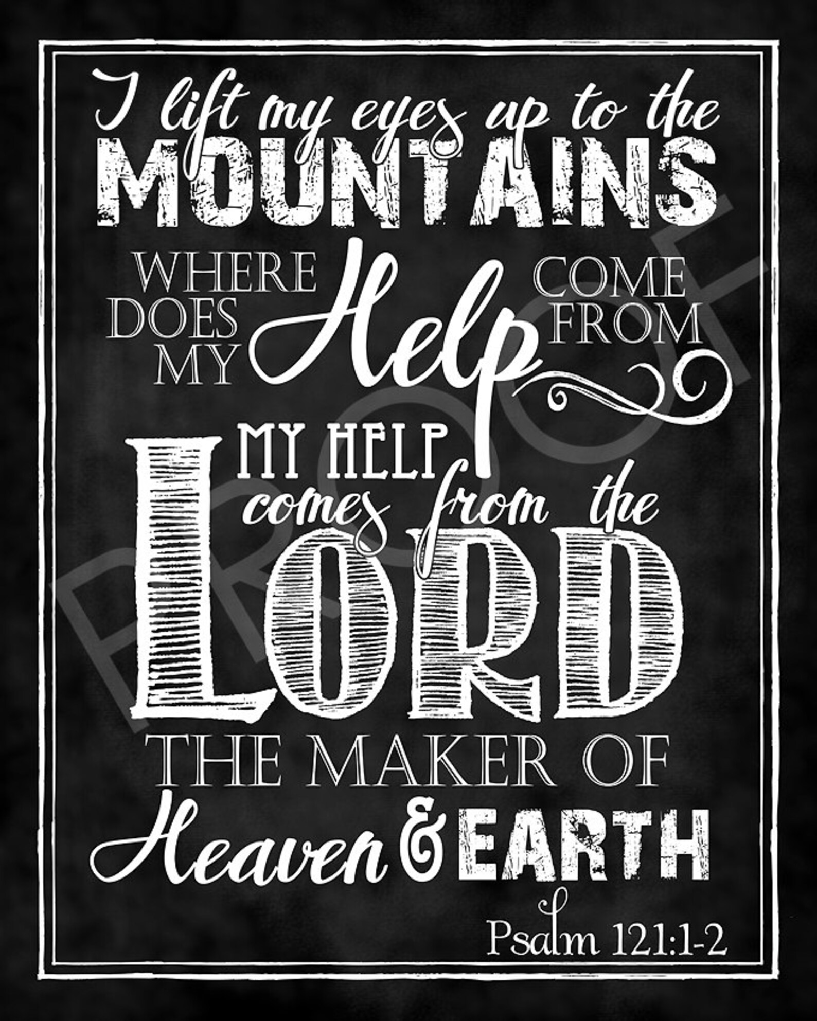 Scripture Art Psalm 121 1 2 Chalkboard Style Etsy
