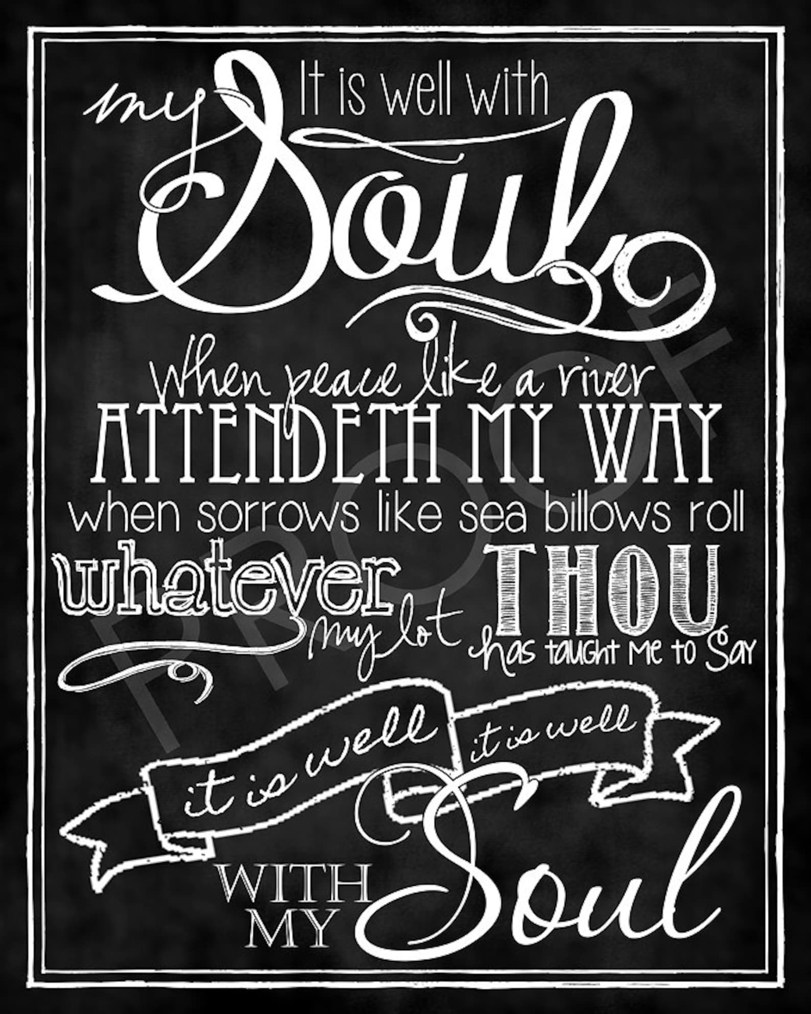 Art It Is Well With My Soul Hymn Chalkboard Style Etsy