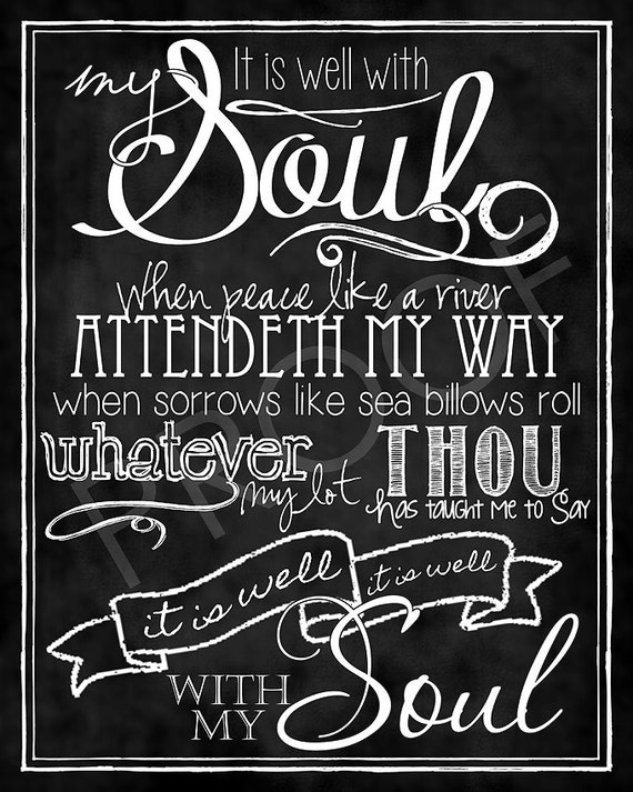 Art it is Well With My Soul Hymn Chalkboard Style Etsy