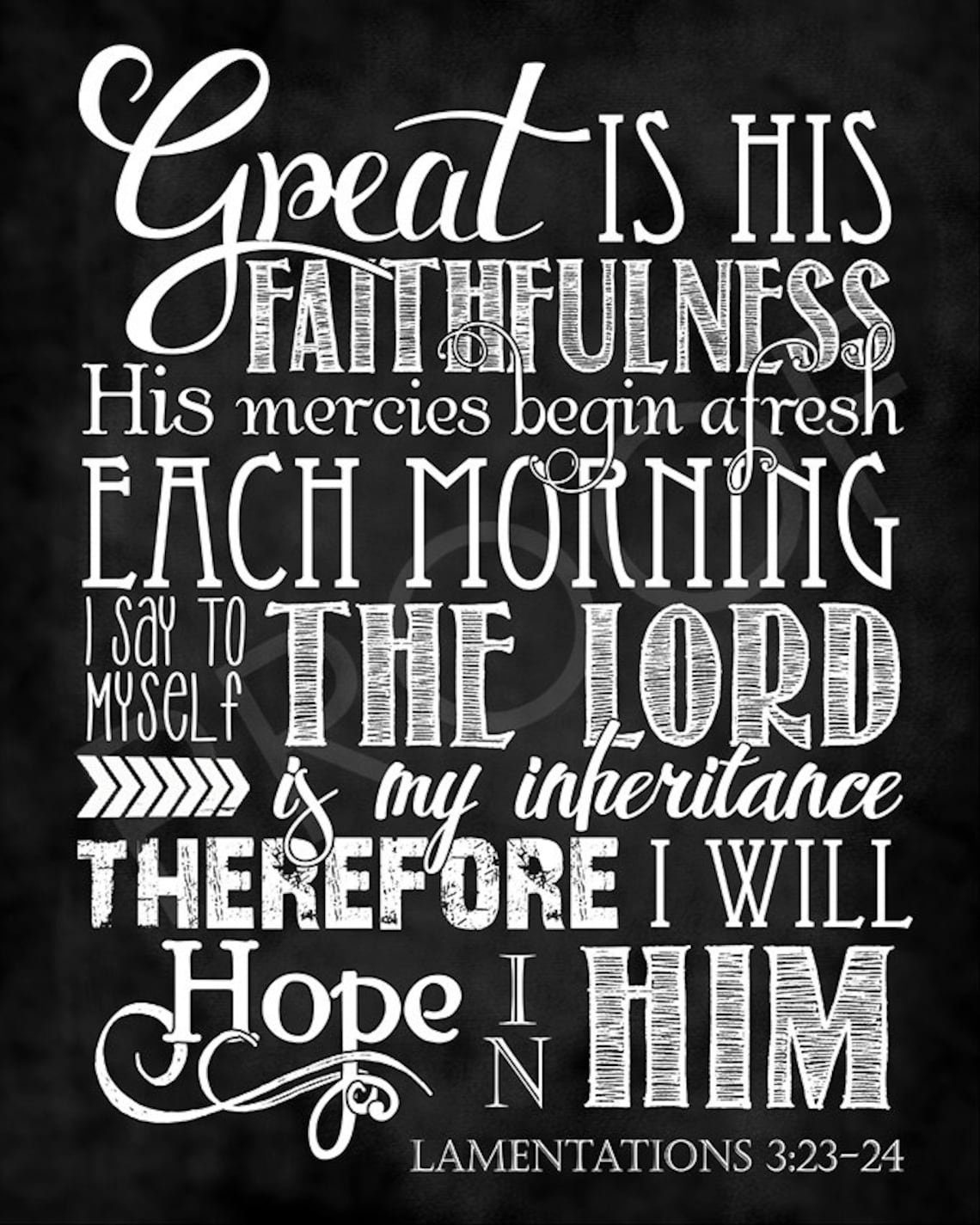 Scripture Art - Lamentations 3:23-24 ~ Chalkboard Style - Etsy