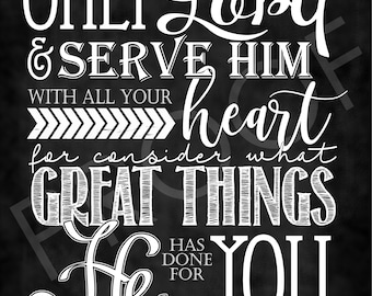 Scripture Art - I Samuel 12:24 ~ Chalkboard Style