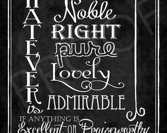 Scripture Art - Philippians 4:8 ~ Chalkboard Style