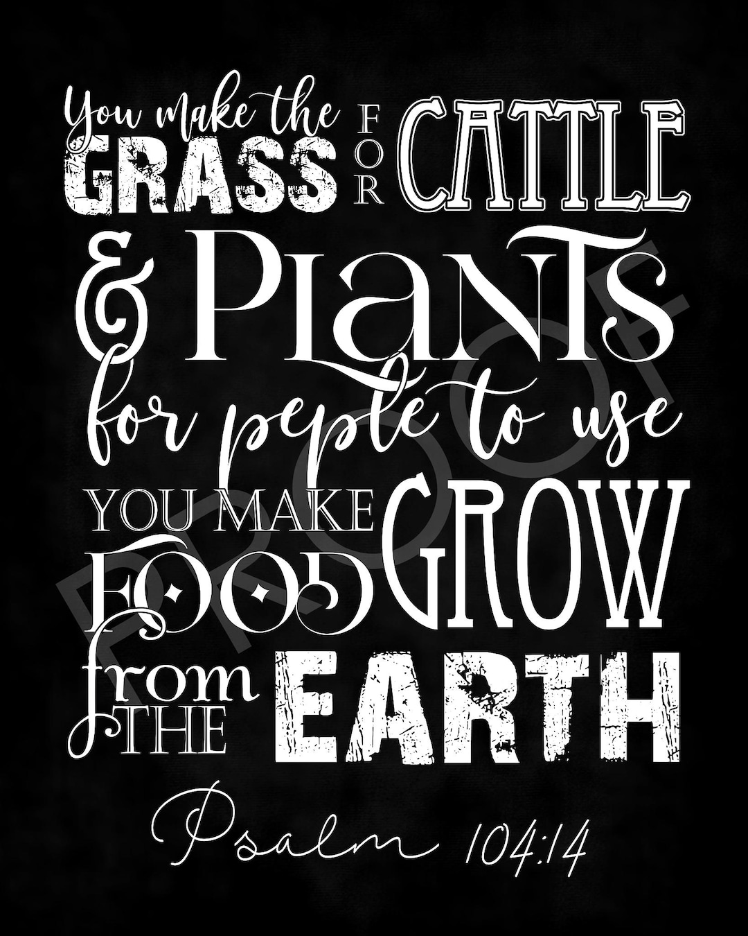 Scripture Art - Psalm 104:14 ~ Chalkboard Style - Etsy
