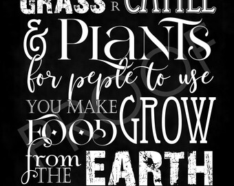 Scripture Art - Psalm 104:14 ~ Chalkboard Style