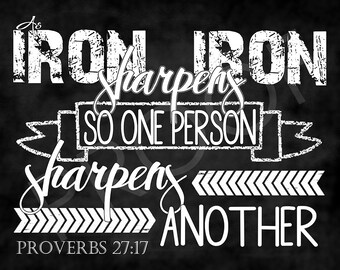 Scripture Art - Proverbs 27:17 ~ Chalkboard Style