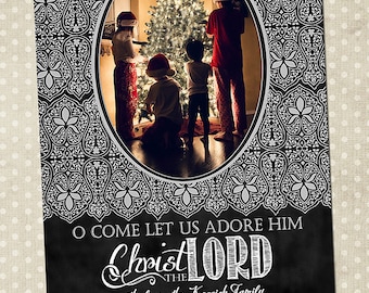 Scripture Chalk Art Digital Christmas Card...O Come Let Us Adore Him ~ two-sided