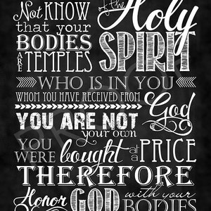 Scripture Art - I Corinthians 6:19-20 ~ Chalkboard Style