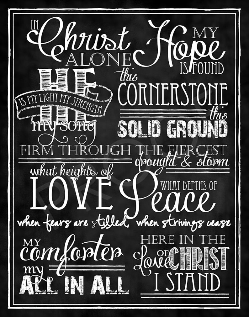 Hymn in Christ Alone Chalkboard Style Art - Etsy