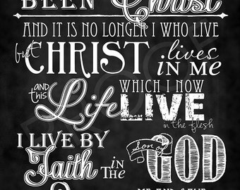 Scripture Art - Galatians 2:20 ~ Chalkboard Style