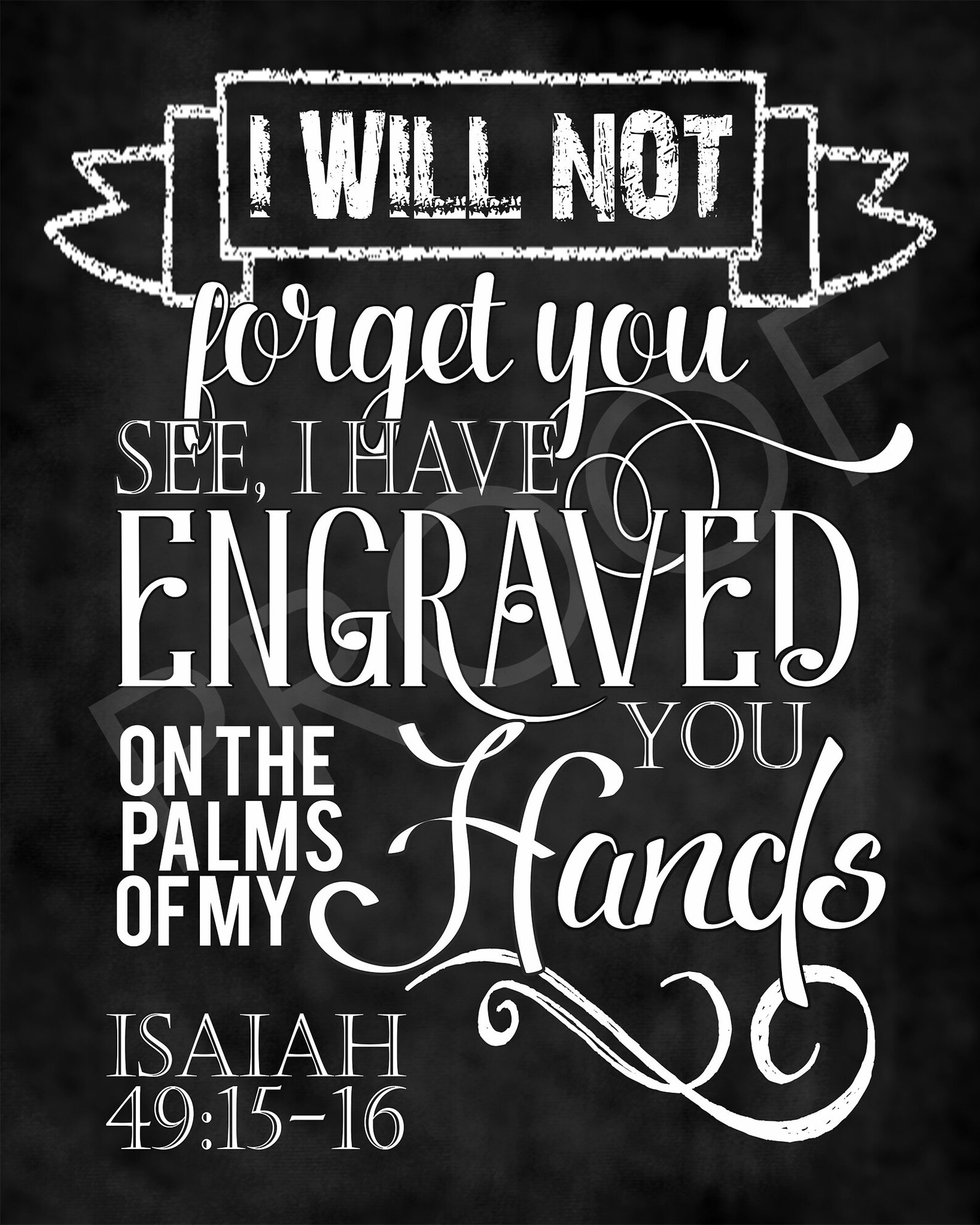 Scripture Art Isaiah 49 15 16 Chalkboard Style Etsy