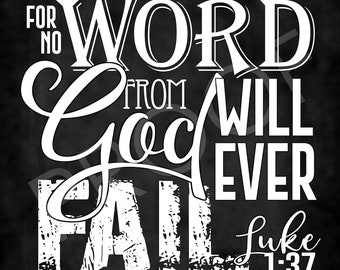 Scripture Art - Luke 1:37 ~ Chalkboard style