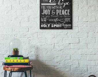 Scripture Art - Romans 15:13 ~ Chalkboard Print