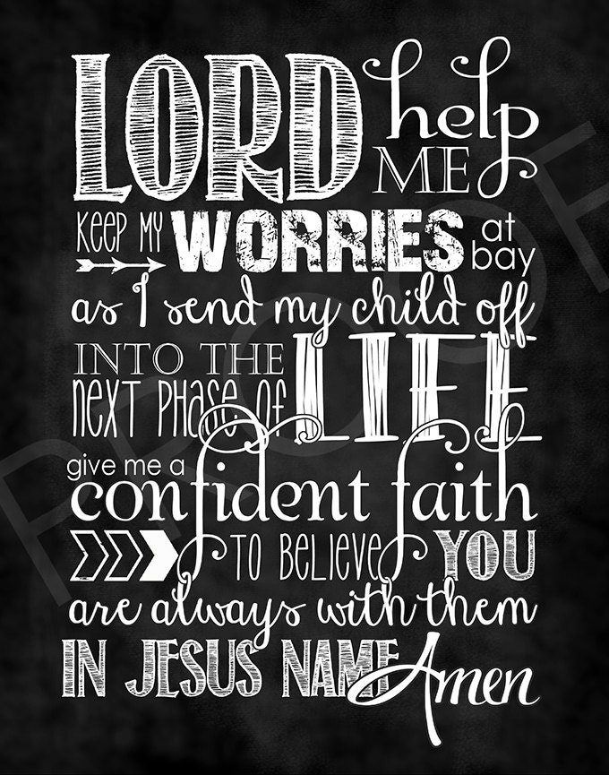 Chalkboard Art Prayer for Courage When Your Child is Growing Etsy
