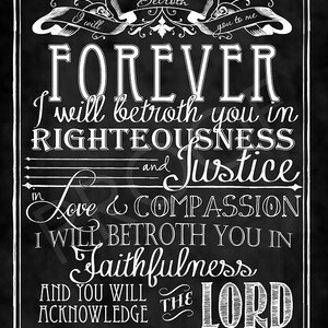 Scripture Art - Hosea 2:19-20 ~ Chalkboard Style