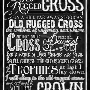 The Old Rugged Cross Hymn ~ Chalkboard Style