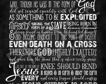 Scripture Art - Philippians 2:5-11 ~ Chalkboard Style Christ Hymn