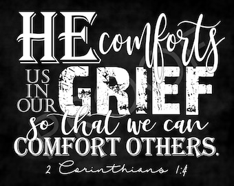 Scripture Art - 2 Corinthians 1:4 Chalkboard Style