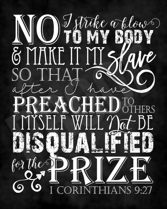 Scripture Art I Corinthians 9 27 Chalkboard style