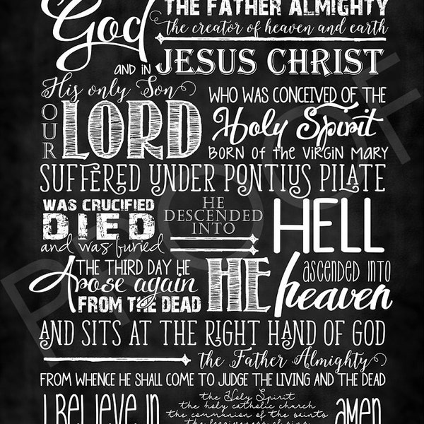 Scripture Art - The Apostle's Creed ~ Chalkboard Style