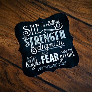 Scripture Magnet - 5x5 Ornate Magnet of Proverbs 31:25