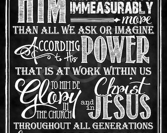 Scripture Art - Ephesians 3:20-21 ~ Chalkboard Style